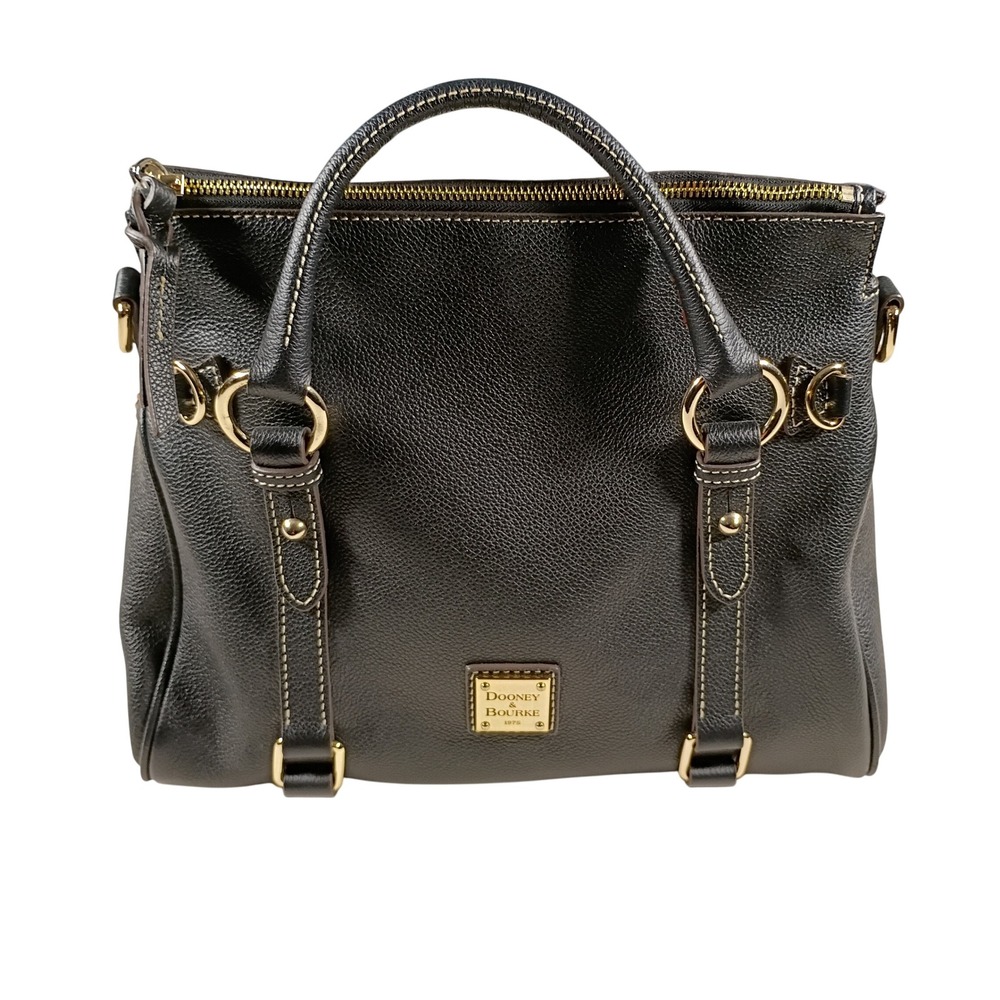 Dooney & Bourke Satchel Women Medium Black Pebbled Leather Gold HW